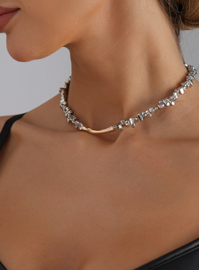 欧美跨境饰品金属质感串珠项链