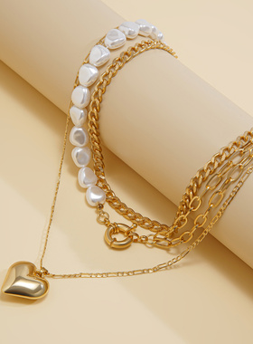 欧美ins风甜酷不对称爱心吊坠