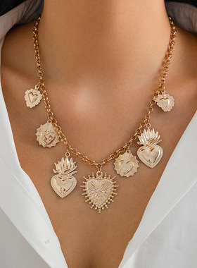欧美necklace跨境ins多元爱心形