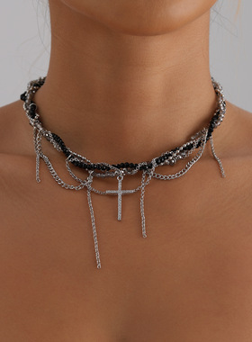 欧美跨境饰品镶钻十字架蛇形玻璃