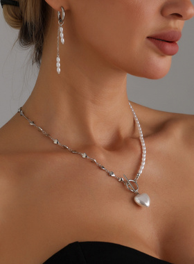 欧美跨境饰品爱心淡水仿珍珠拼接