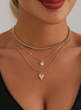 欧美跨境饰品个性复古爱心闪钻