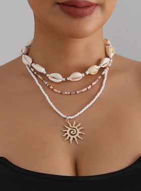 欧美跨境饰品休闲度假风贝壳太阳