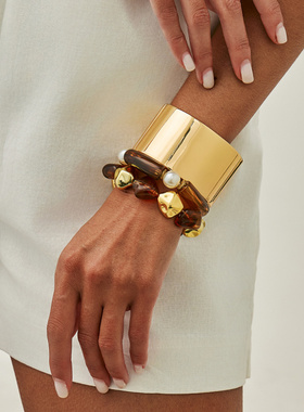 欧美跨境美拉德晕染弹力仿珍珠手