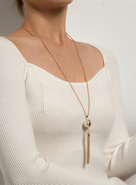 欧美跨境饰品简约打结流苏长款