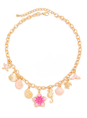 欧美跨境海洋风贝壳海马流苏锁骨