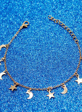 新款手饰品潮流女性简约欧美时尚星星月亮组合手链