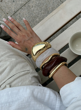 欧美跨境美拉德风复古波纹开口手