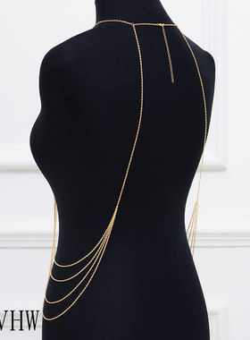 欧美夸张多层流苏珍珠身体链