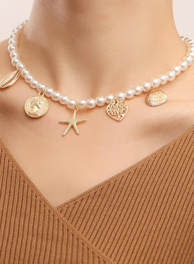 欧美跨境饰品海洋风仿珍珠颈链
