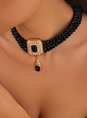 欧美跨境法式复古水晶多层宝石