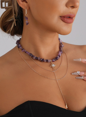 欧美跨境饰品复古金色芒星流苏项