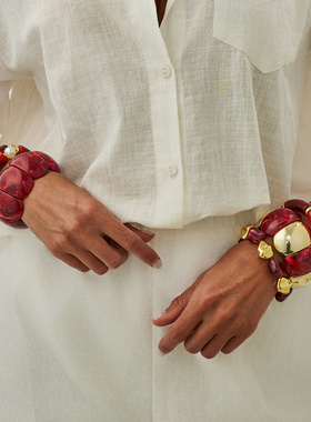 欧美跨境个性酒红色不规则晕染弹