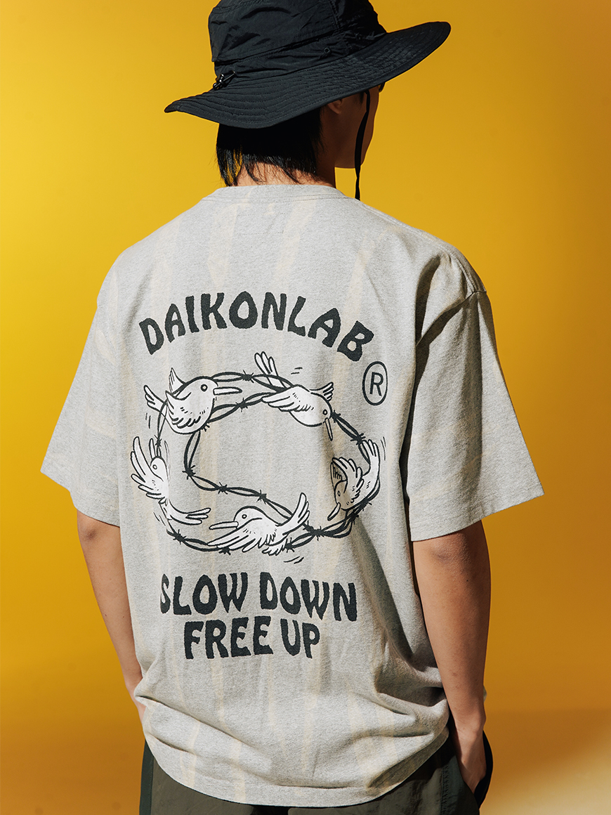 DAIKON Lab.23ss Discharge Tee山系复古拔染印花休闲宽松短袖T恤 - 图0