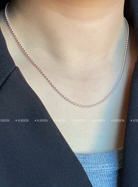 999纯银项链女990链子足银素链条颈链平安锁项链搭配吊坠简约银链