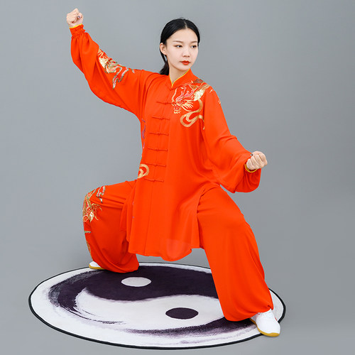 马蕾太极新款贴纱绣太极服武术气功表演练功中国风太极服太极春蕾 - 图0