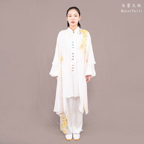 马蕾太极春蕾太极服练功服男女表演服比赛服装彩绘太极服一树花香 - 图0