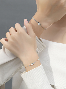 原创欢喜冤家猫狗情侣手链纯银可爱小众少女心手串卡通涂鸦手饰品