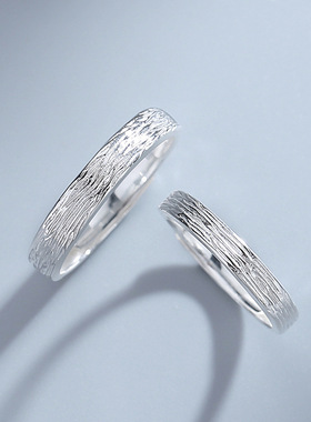 新款青丝情侣对戒s925纯银小众设计轻奢戒指简约质感开口指环手饰