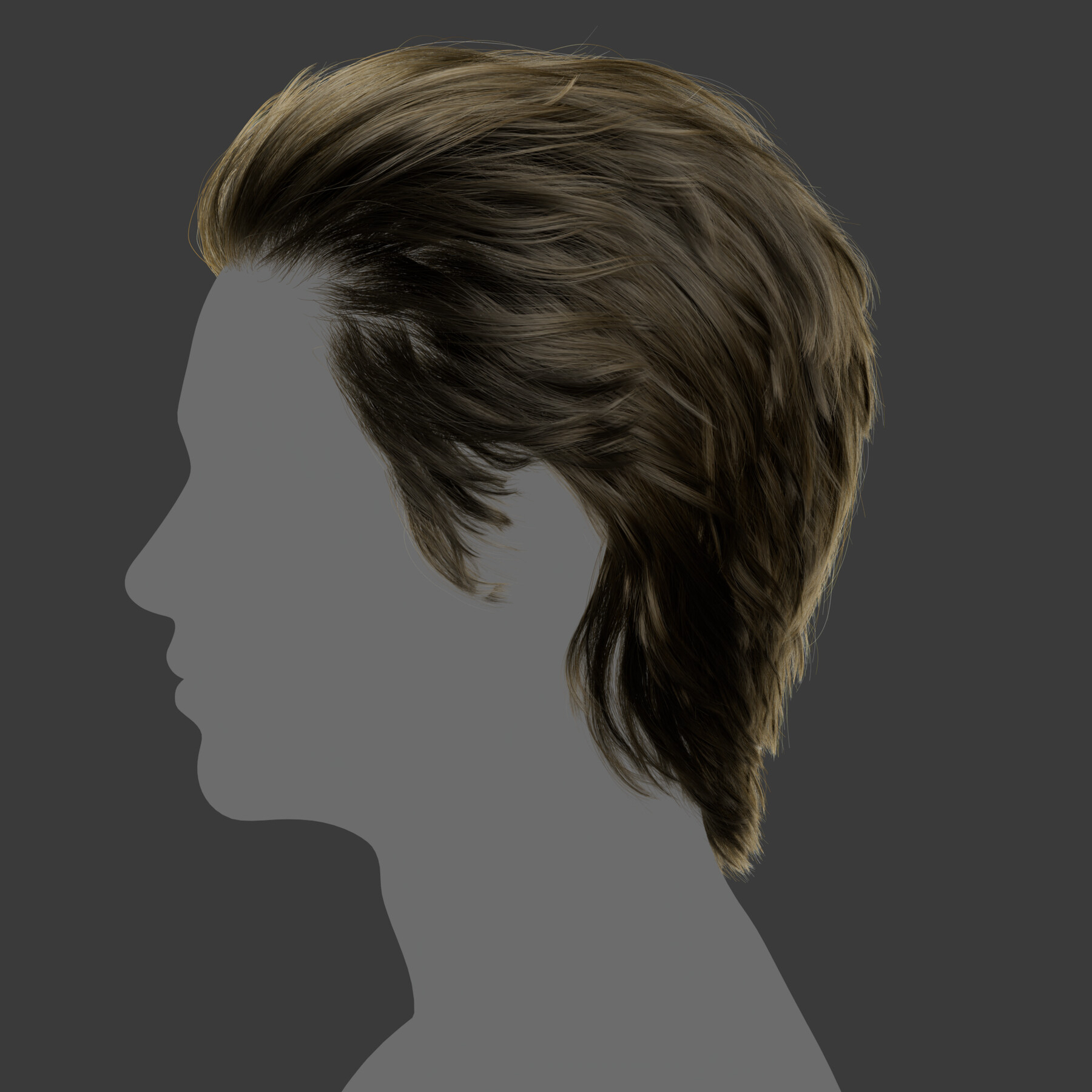 Xgen影视3A写实头发男性背头帅哥角色头人物毛发面片素材MAYA模型 - 图1