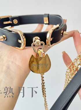 半熟月下朋克铆钉牛皮项圈choker项链颈圈合金牌子轻便男女