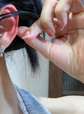 925银针防过敏树叶圈圈耳环女款