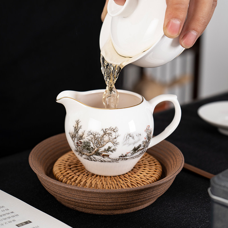 白瓷釉上彩青花陶瓷纯白茶海公道杯功夫茶具零配件大号分茶器创意,淘宝优惠券,粉丝福利购,淘宝优惠卷