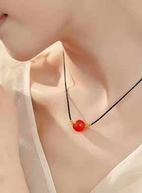 小红书红绳手链女编织情侣红豆相思红珠手串项链手绳送女友抖音-