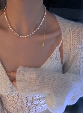 珍珠蝴蝶颈链2022年新款项链女高