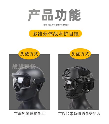 导轨版战术风镜多维分体户外护目镜多用CS FAST AF 米奇头盔适用 - 图1