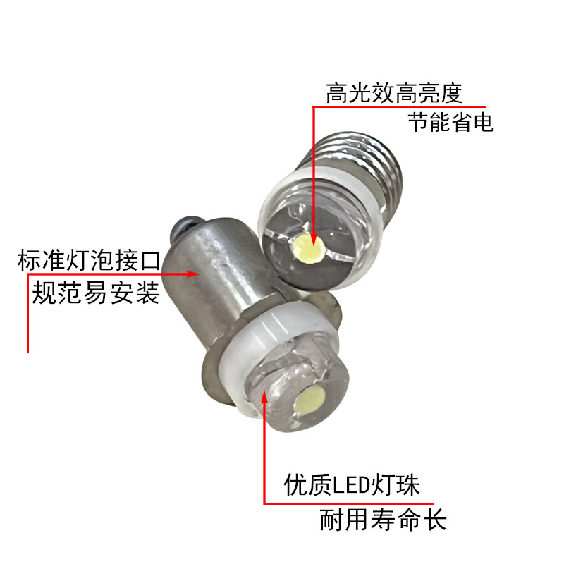 led手电筒灯泡E10螺口小灯珠2.4V3.8V4.5V6V应急灯白光实验灯泡-图2