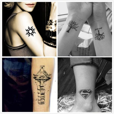 60张包邮纹身贴防水男女持久逼真3d手臂背腿刺青梵文图腾脚踝 虎窝淘