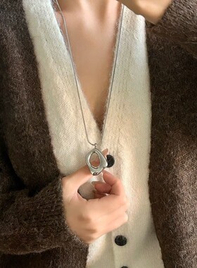 简约气质几何抽拉项链毛衣链女