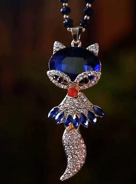 韩国简约时尚水晶狐狸吊坠项链