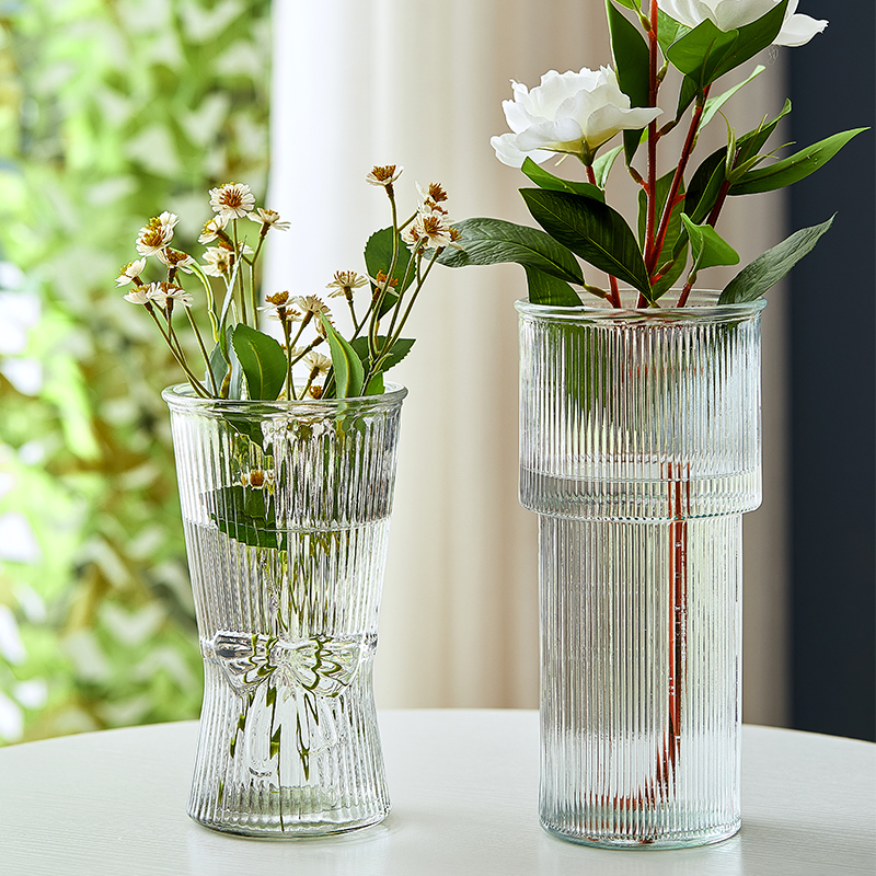 网红ins风U形玻璃花瓶简约透明水养鲜花玫瑰百合花瓶客厅装饰摆件 - 图0