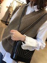 Spring and autumn new cashmere waistcoat woman big code loose new short v collar shoulder knitwear wool knitted sweater for womens sweater