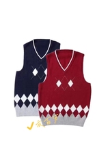 Wine red Tibetan blue pure cotton line waistcoat Knitted Kan Shoulder Vest Jinan Calendar Lower Primary School Boys School Uniform