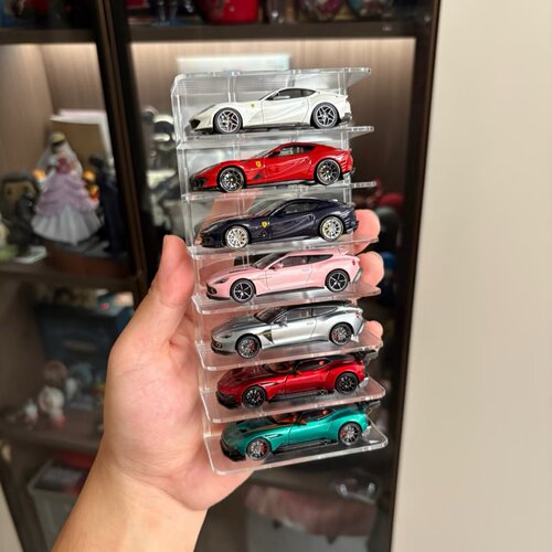 1:64合金模型小汽车收纳盒摆件儿童口袋车风火轮玩具车展示置物架 - 图0