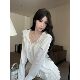 蕾丝边连帽长袖T恤女春夏防晒