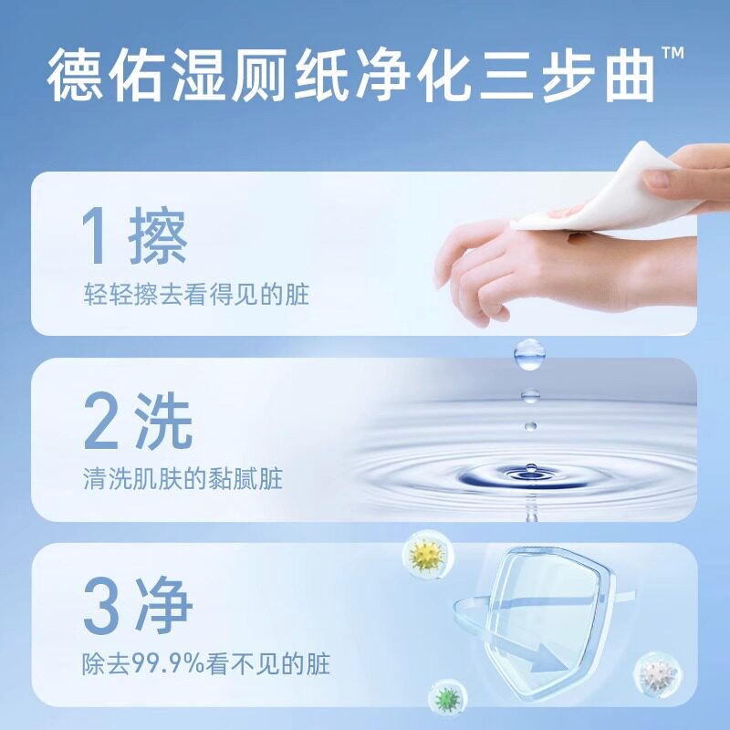 德佑湿厕纸家用大包装80抽3包男女通用私处湿巾可降解厕所湿纸巾,淘宝优惠券,粉丝福利购,淘宝优惠卷