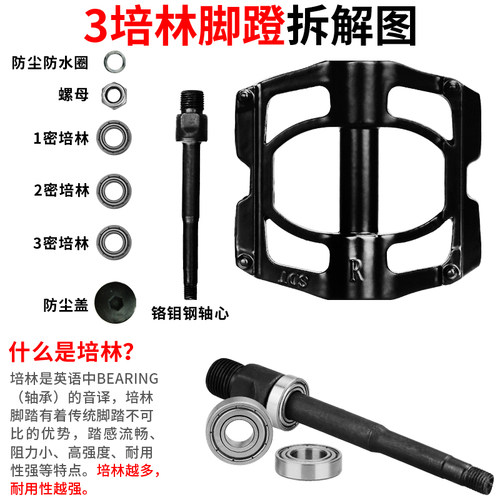 美利达通用山地自行车脚踏板铝合金公路车轴承脚蹬子折叠车配件 - 图0