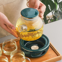 Light extravagant thickened heat-resistant glass flower teapot suit candle bubble teapot boiled tea fruit teapot tea tea set for afternoon tea