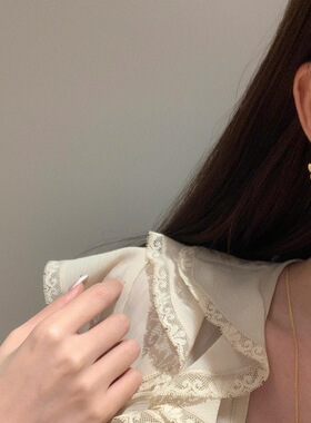 法式复古立体浮雕拉丝繁扇项链耳钉千金感镂空新中式精致百搭套装