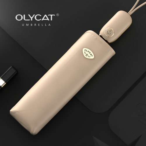 OLYCAT新款扁三折超轻自动遮阳防晒太阳伞防紫外线晴雨两用雨伞女-图1