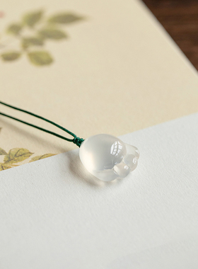 天然玉髓玛瑙猫爪可爱玉石吊坠