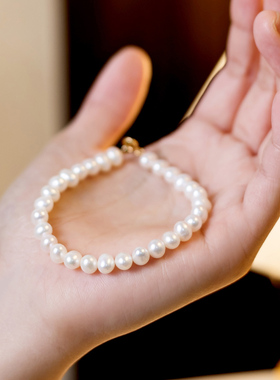 天然强光女淡水珍珠少女感手链