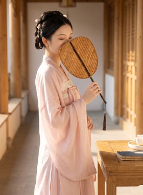 竹木古风汉服双面竹团扇纳凉