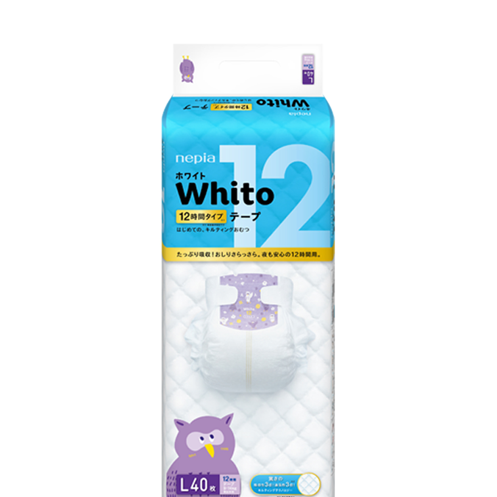 天猫国际进口超市国内现货日本妮飘Whito婴儿纸尿裤L12-40*4包尿不湿超薄透气帮宝适1