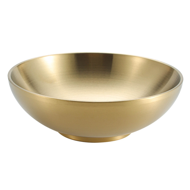 韩式不锈钢拉面碗双层冷面碗金色拌饭碗螺蛳粉碗大汤碗炸酱拌面碗