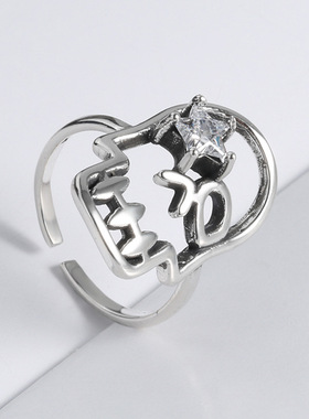 韩国复古骷髅头银戒指新品